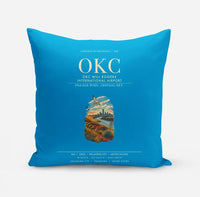 Thumbnail for OKC Will Rogers International Airport (OKC) design on turquoise pillow