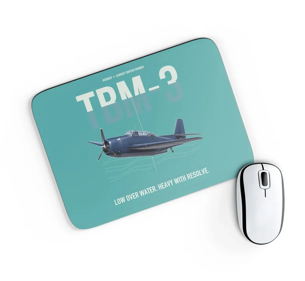 TBM-3 Avenger design on turquoise rectangle mouse pad
