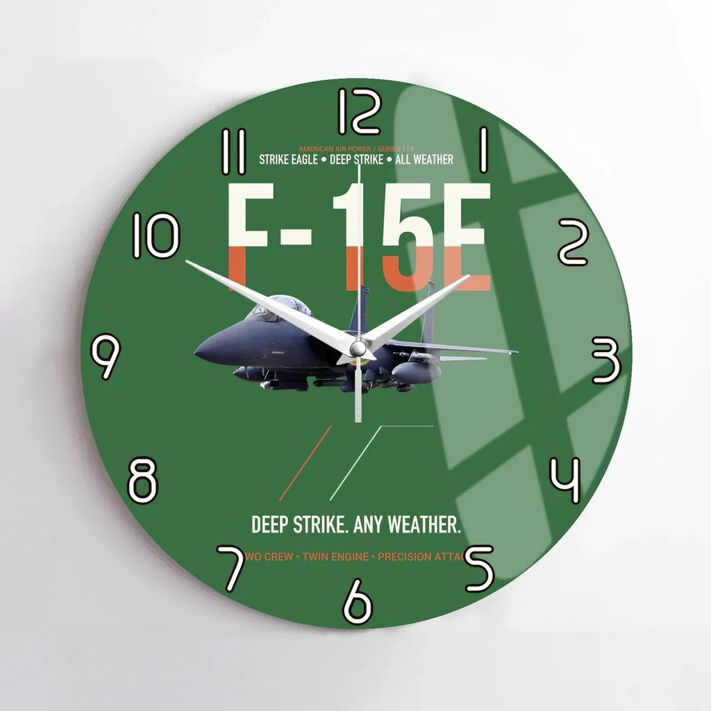 F-15E Strike Eagle Deep Strike Any Weather design on green no frame wall clock