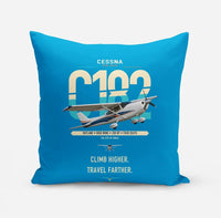 Thumbnail for Cessna 182 Skylane design on turquoise pillow