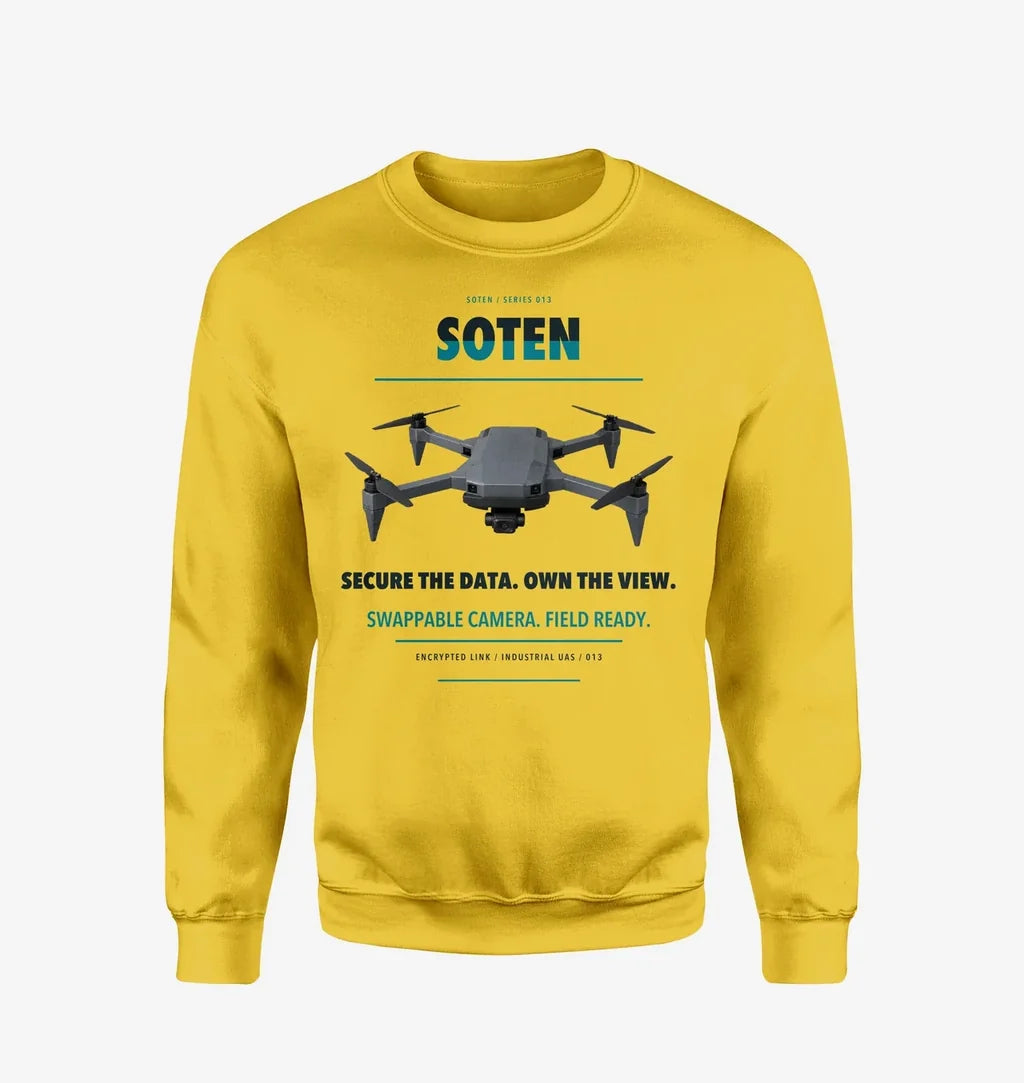 ACSL SOTEN design on yellow sweatshirt