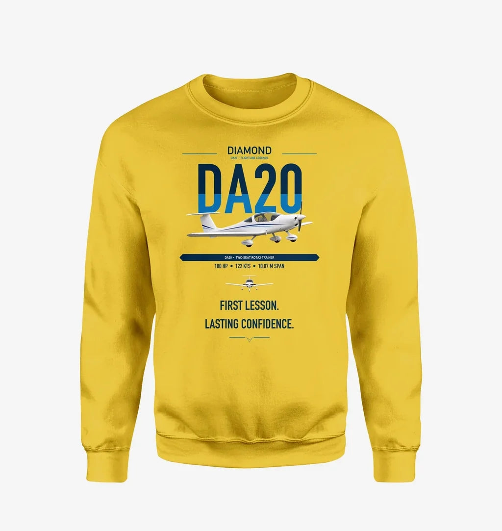 Diamond DA20 design on yellow sweatshirt