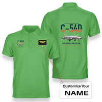Thumbnail for C-54D Skymaster design on light green+name double-side polo t-shirt, double-side print