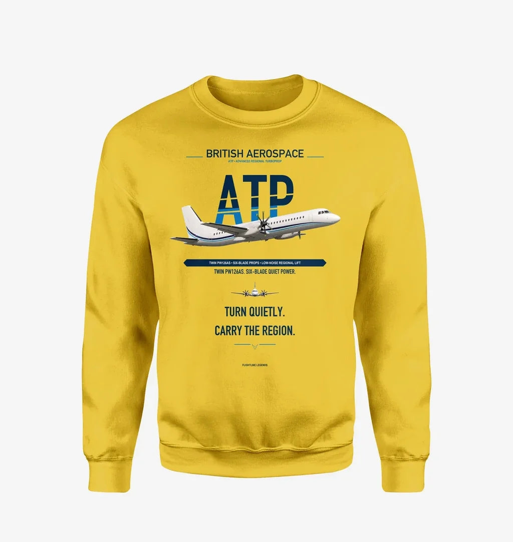 British Aerospace ATP design on yellow sweatshirt