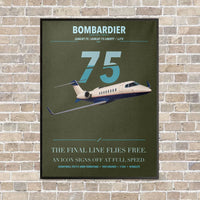 Thumbnail for Bombardier Learjet 75 Liberty vertical canvas print - framed - green army background