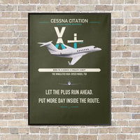 Thumbnail for Cessna Citation X+ vertical canvas print - framed - green army background