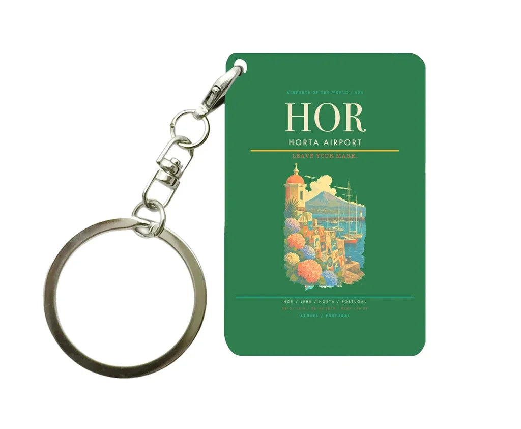 Horta Airport (HOR) design on green key chain