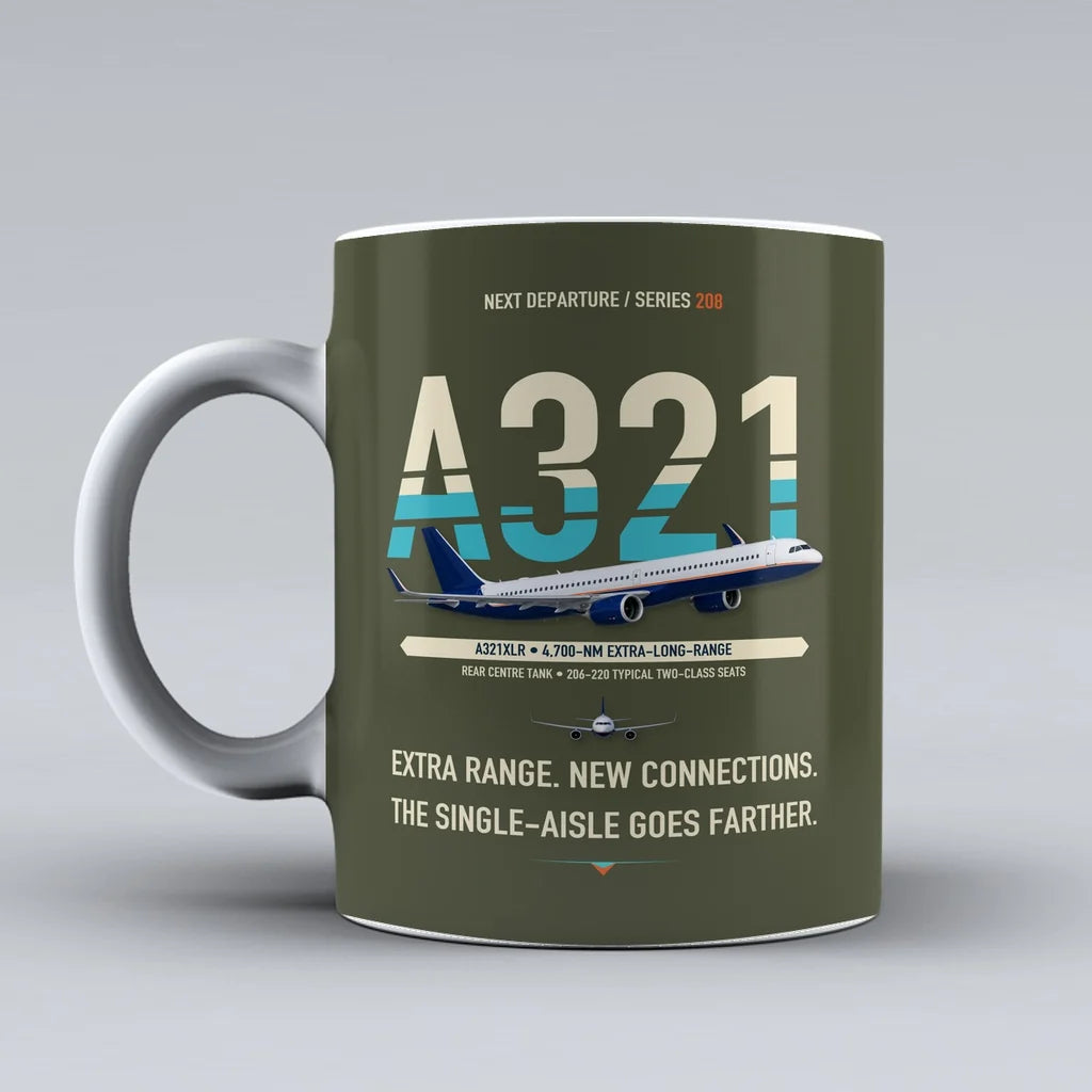 A321XLR Mug design on green army airbus