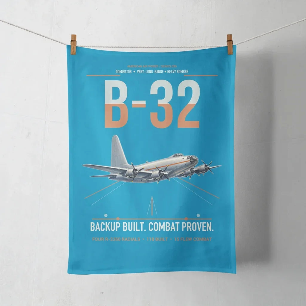 B-32 Dominator design on turquoise towel