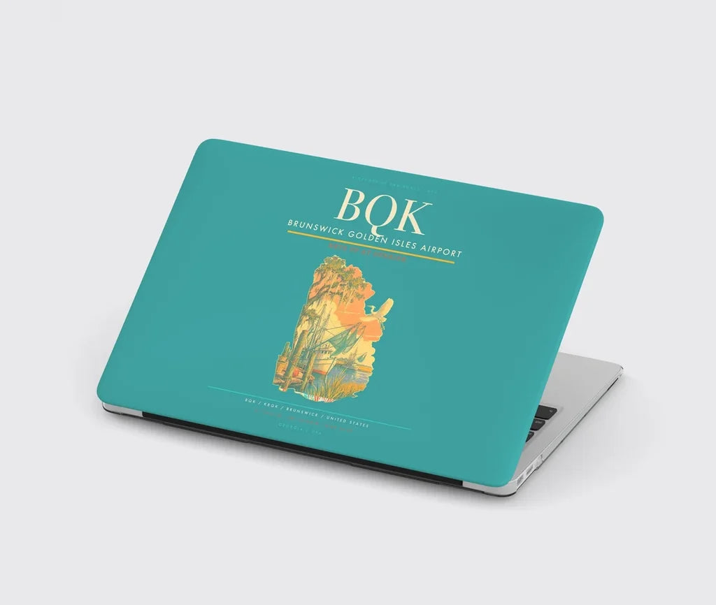 Brunswick Golden Isles Airport (BQK) design on turquoise MacBook case