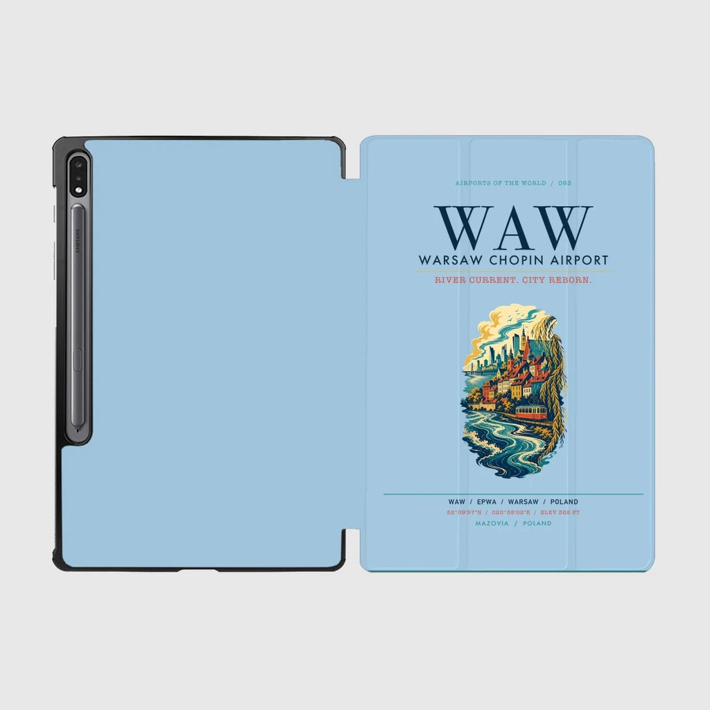 Warsaw Chopin Airport (WAW) design on light blue samsung tablet tablet case