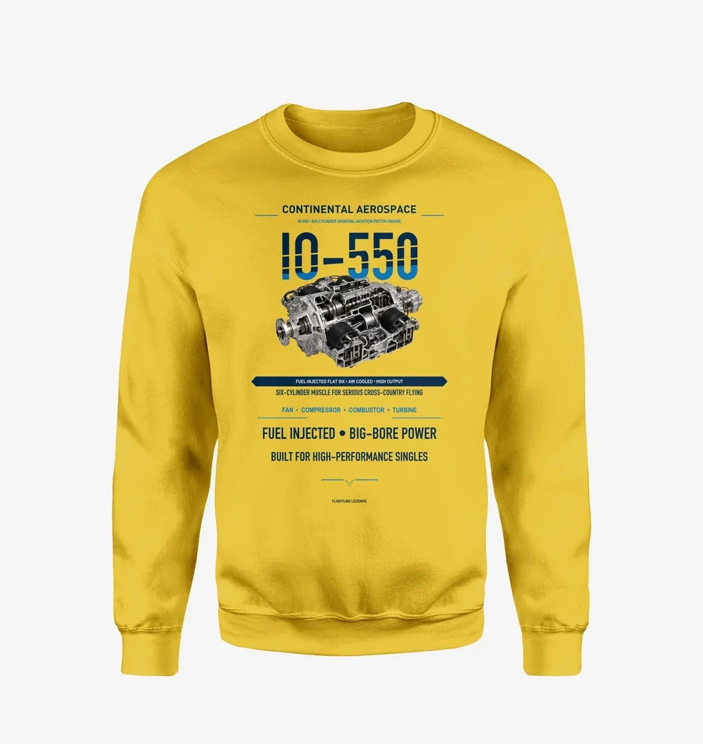 IO-550 design on yellow sweatshirt