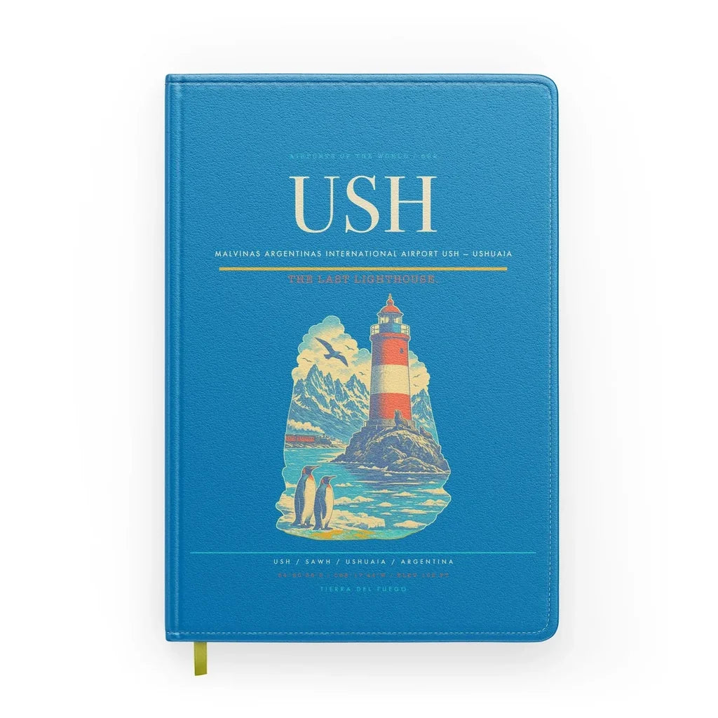 Malvinas Argentinas International Airport (USH) design on turquoise notebook