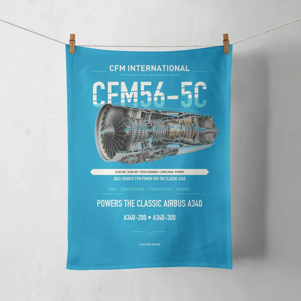 CFM56-5C design on turquoise towel
