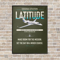 Thumbnail for Cessna Citation Latitude vertical canvas print - framed - green army background