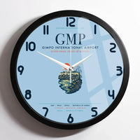 Thumbnail for Gimpo International Airport (GMP) design on light blue framed wall clock