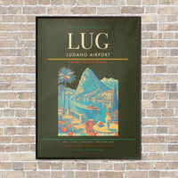 Thumbnail for Lugano Airport LUG vertical canvas print - framed - green army background
