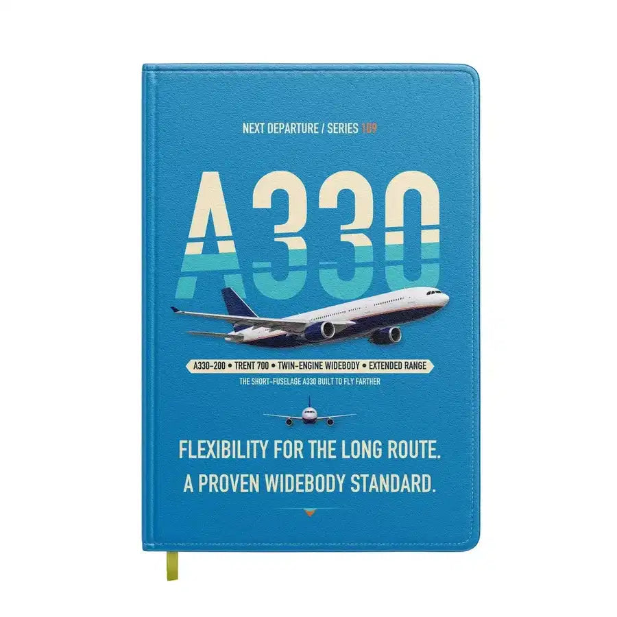 Airbus A330-200 design on turquoise notebook