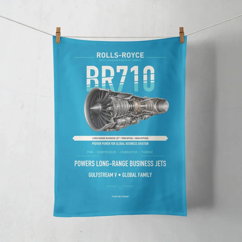 BR710 design on turquoise towel