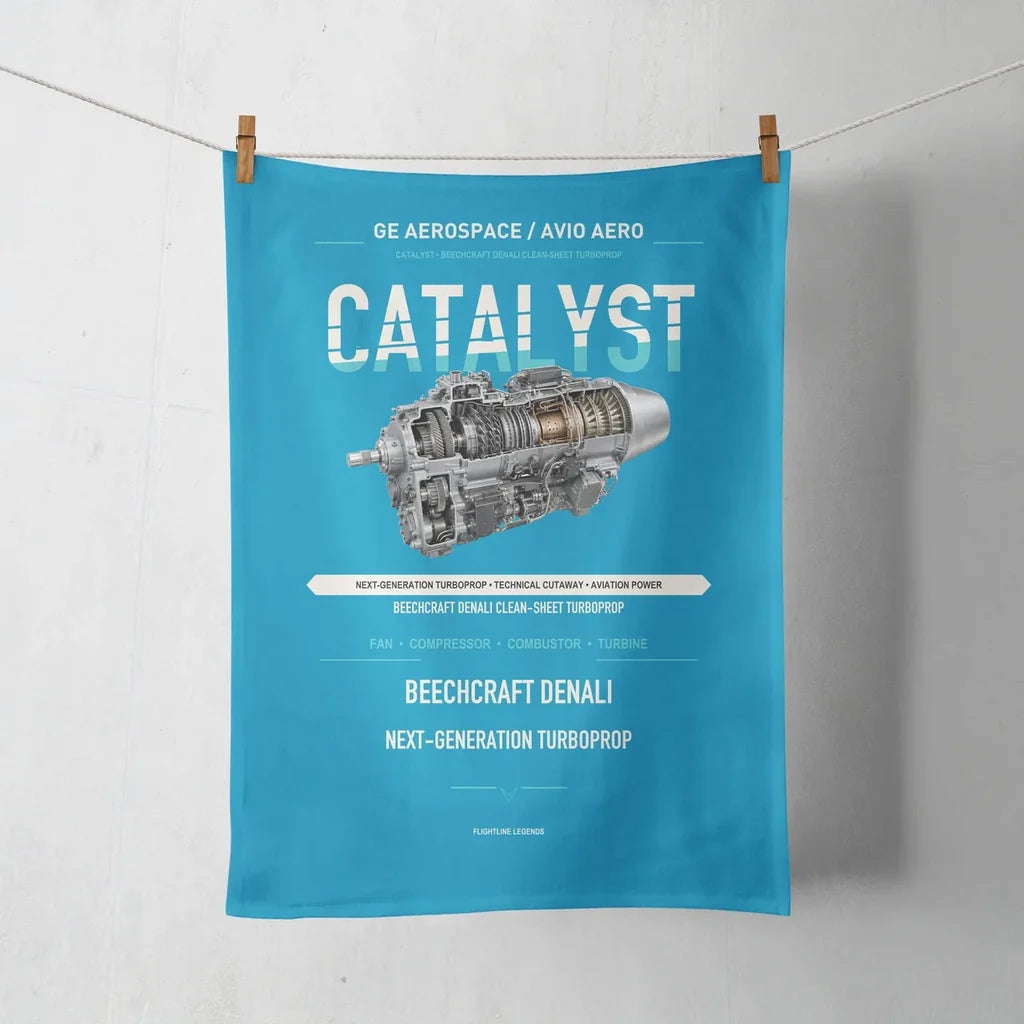 CATALYST design on turquoise towel