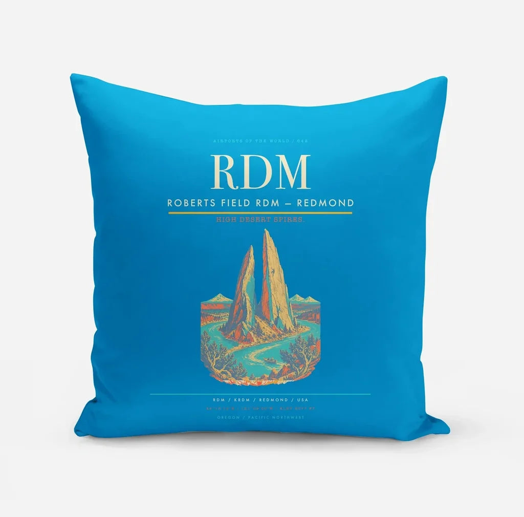 Roberts Field (RDM) design on turquoise pillow