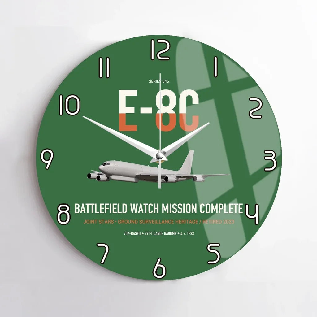 E-8C Joint STARS design on green no frame wall clock