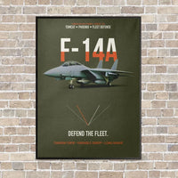 Thumbnail for F-14A Tomcat Defend The Fleet vertical canvas print - framed - green army background