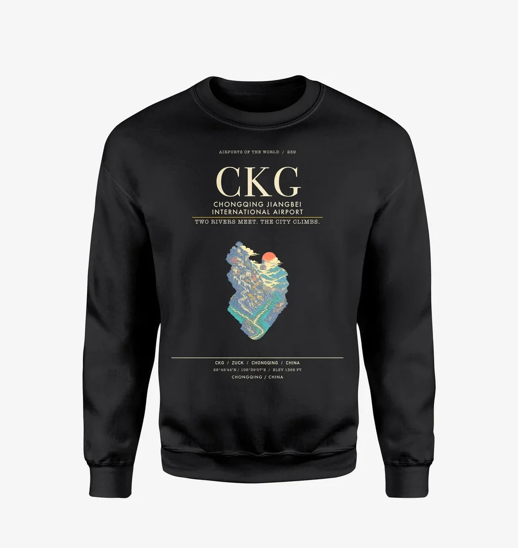 Chongqing Jiangbei International Airport CKG Sweatshirt - Black
