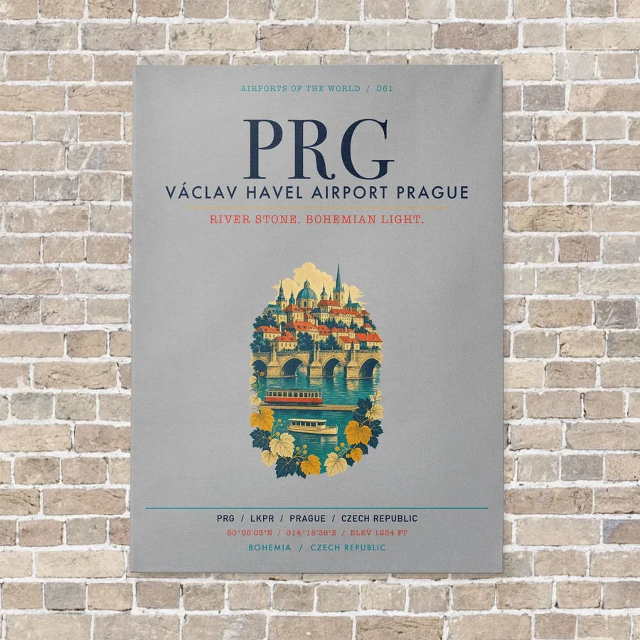 Vaclav Havel Airport Prague PRG vertical canvas print - no frame - light gray background