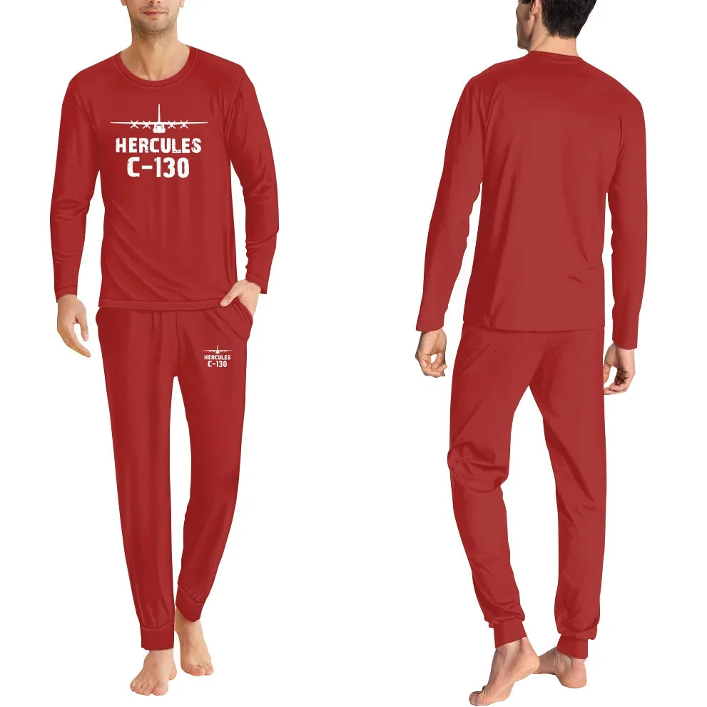 Military Transport Airplane C 130 men pajamas - Red