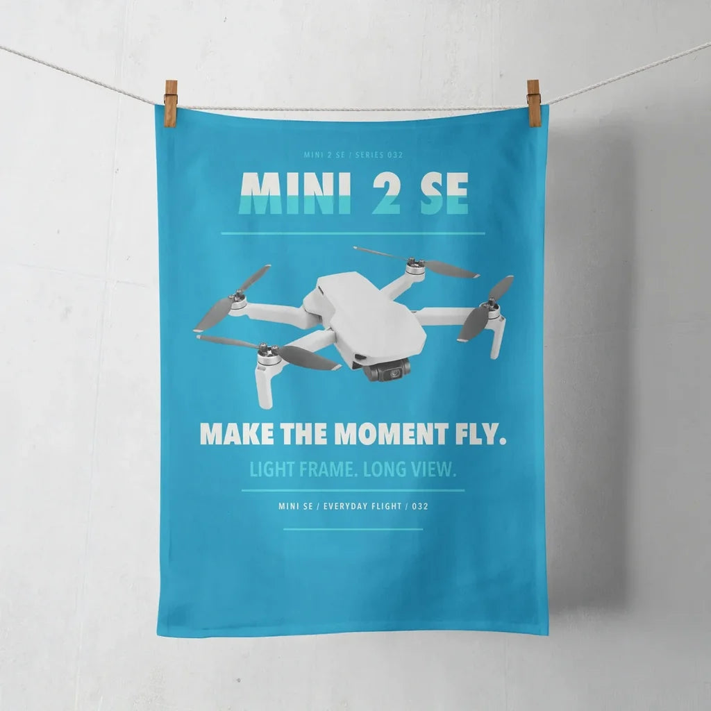 DJI Mini 2 SE design on turquoise towel