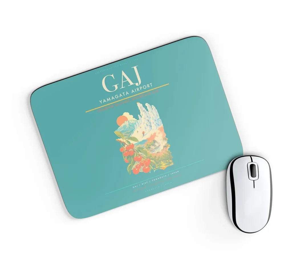Yamagata Airport (GAJ) design on turquoise rectangle mouse pad