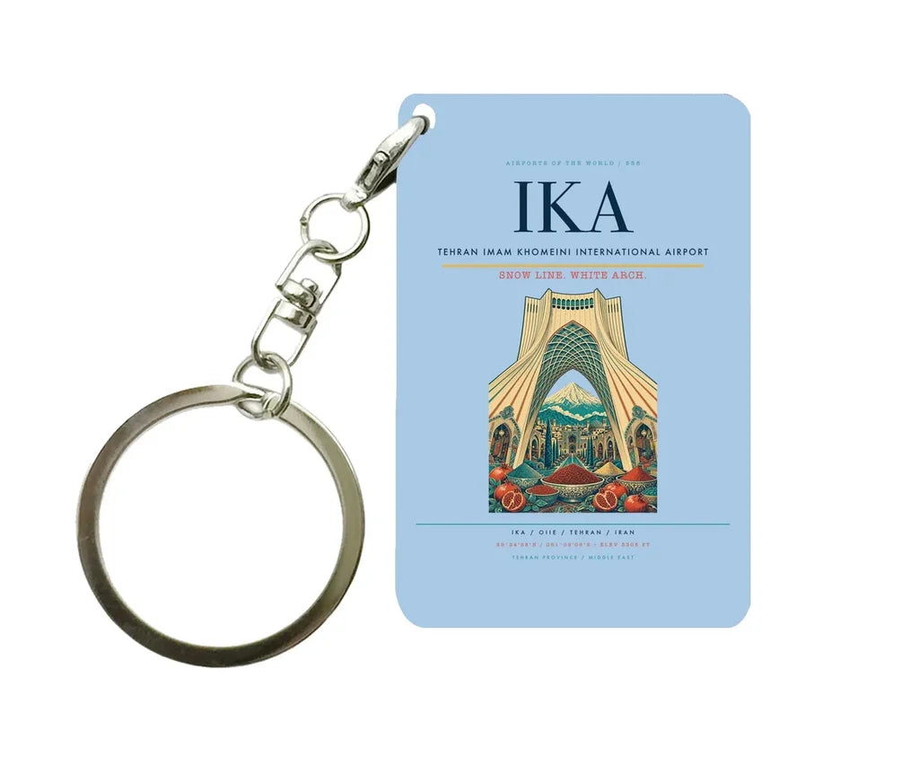 Tehran Imam Khomeini International Airport IKA Key Chain design on light blue key chain