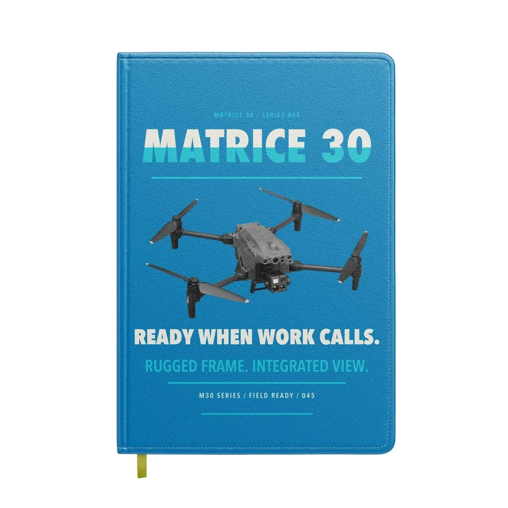 DJI Matrice 30 design on turquoise notebook