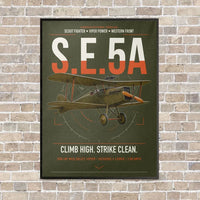 Thumbnail for Royal Aircraft Factory S.E.5a vertical canvas print - framed - green army background
