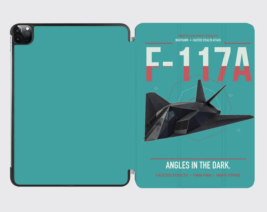 F-117A Nighthawk design on turquoise ipad tablet case