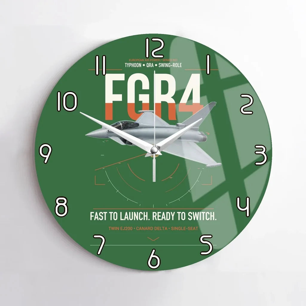 Eurofighter Typhoon FGR4 design on green no frame wall clock