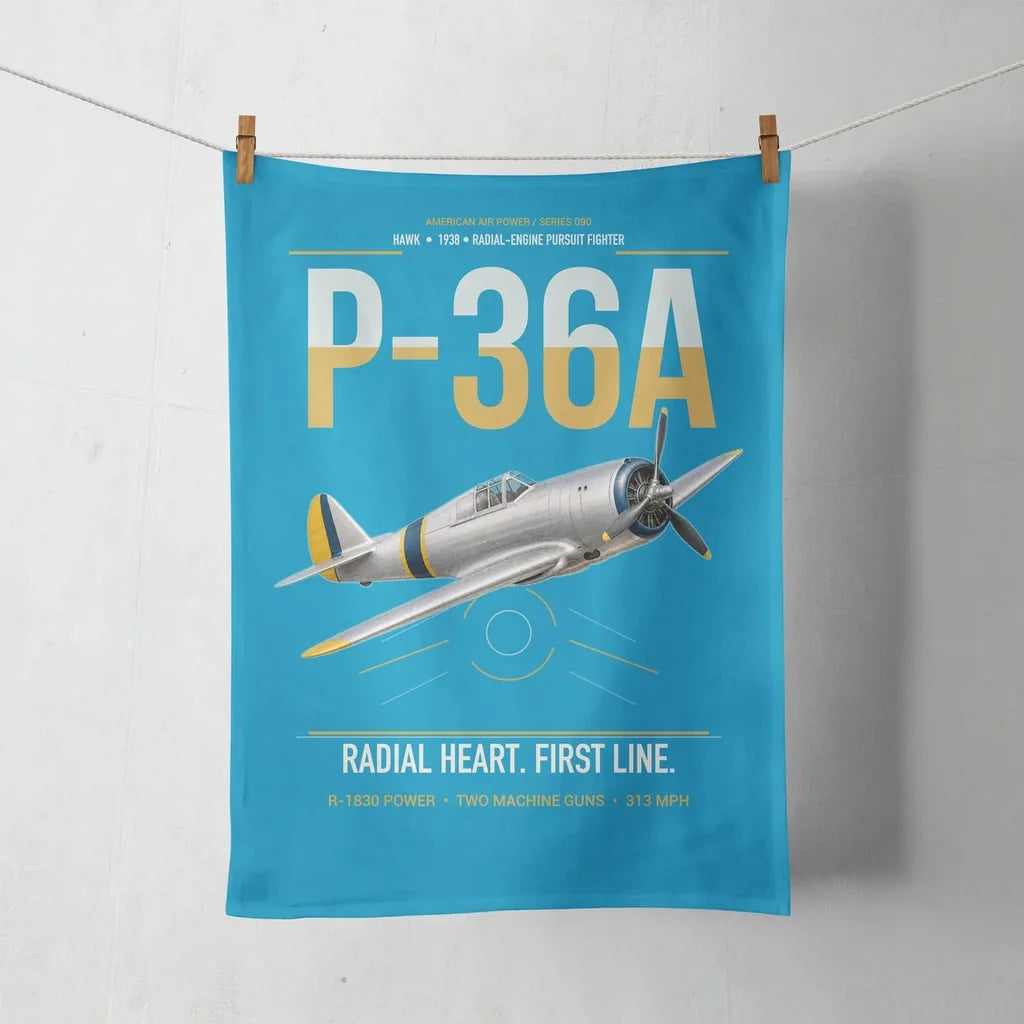 P-36A Hawk design on turquoise towel