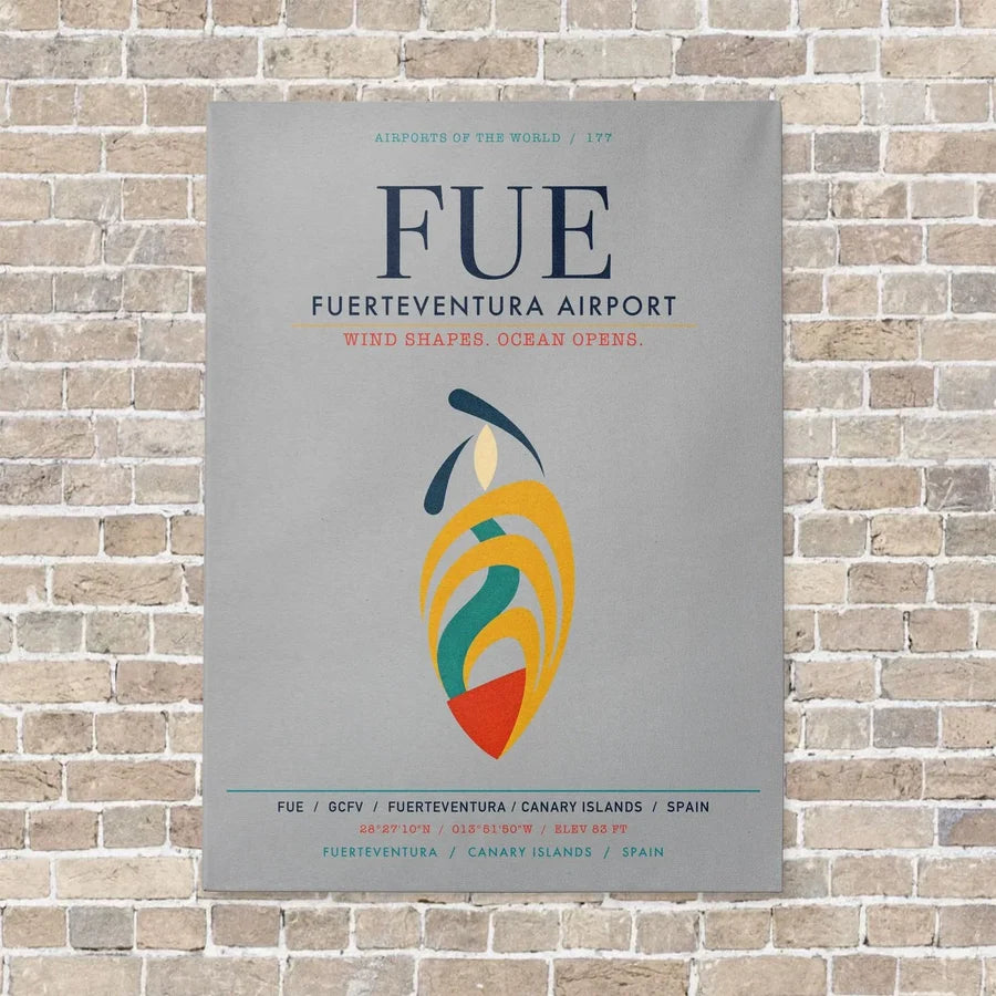 Fuerteventura Airport FUE vertical canvas print - no frame - light gray background