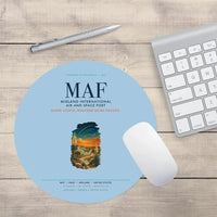 Thumbnail for Midland International Air and Space Port (MAF) design on light blue round mouse pad