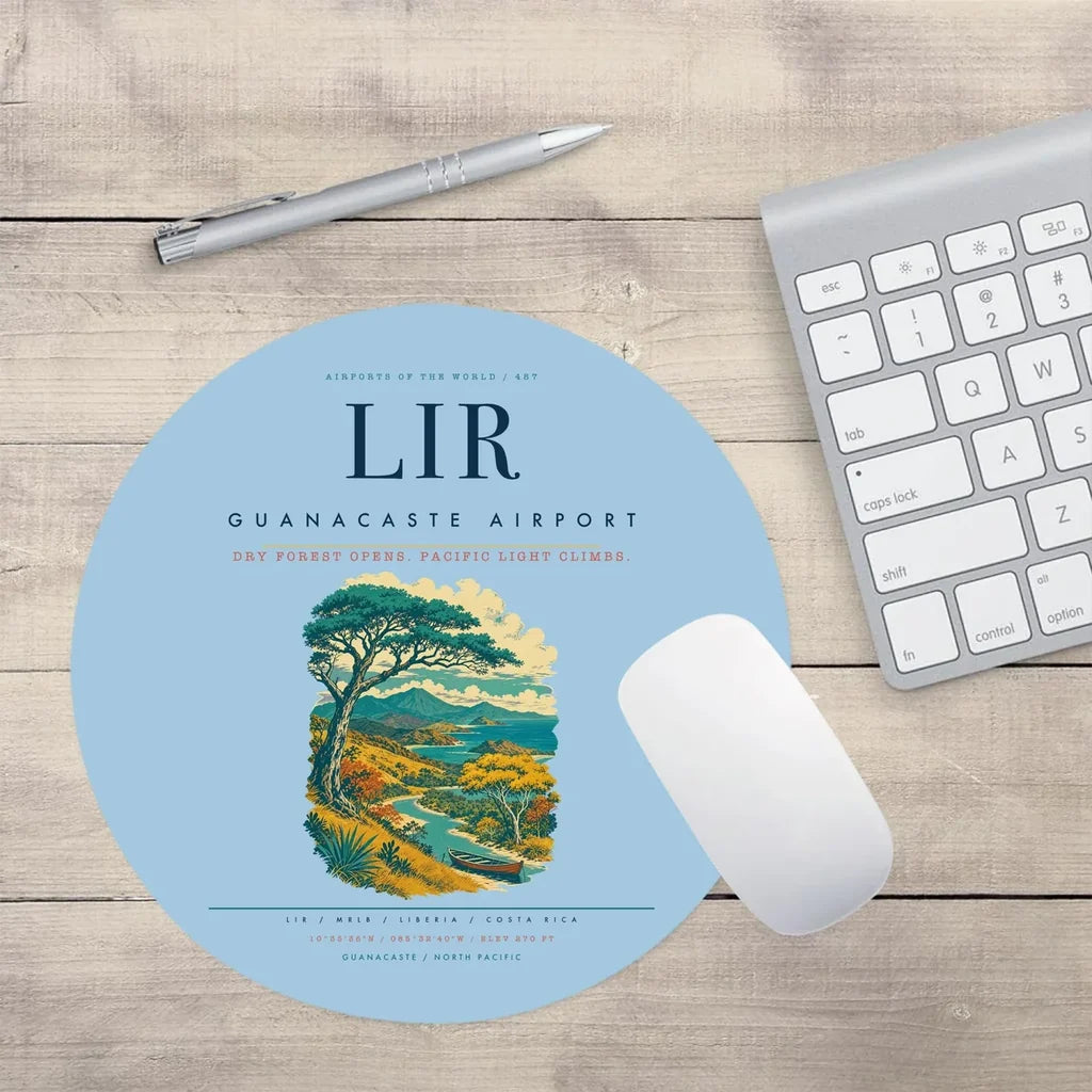 Guanacaste Airport (LIR) design on light blue round mouse pad
