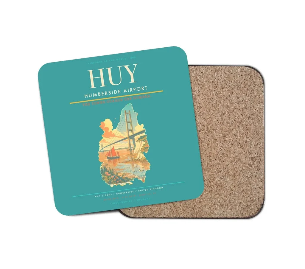 Humberside Airport (HUY) design on turquoise 1 piece coaster