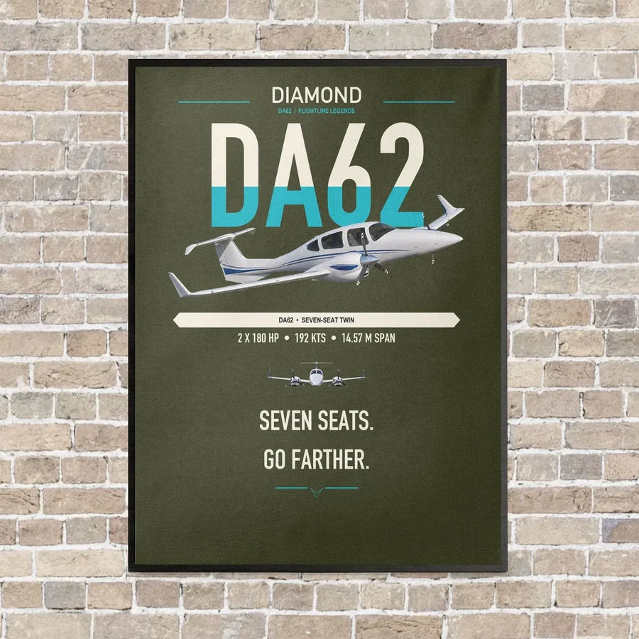Diamond DA62 vertical canvas print - framed - green army background
