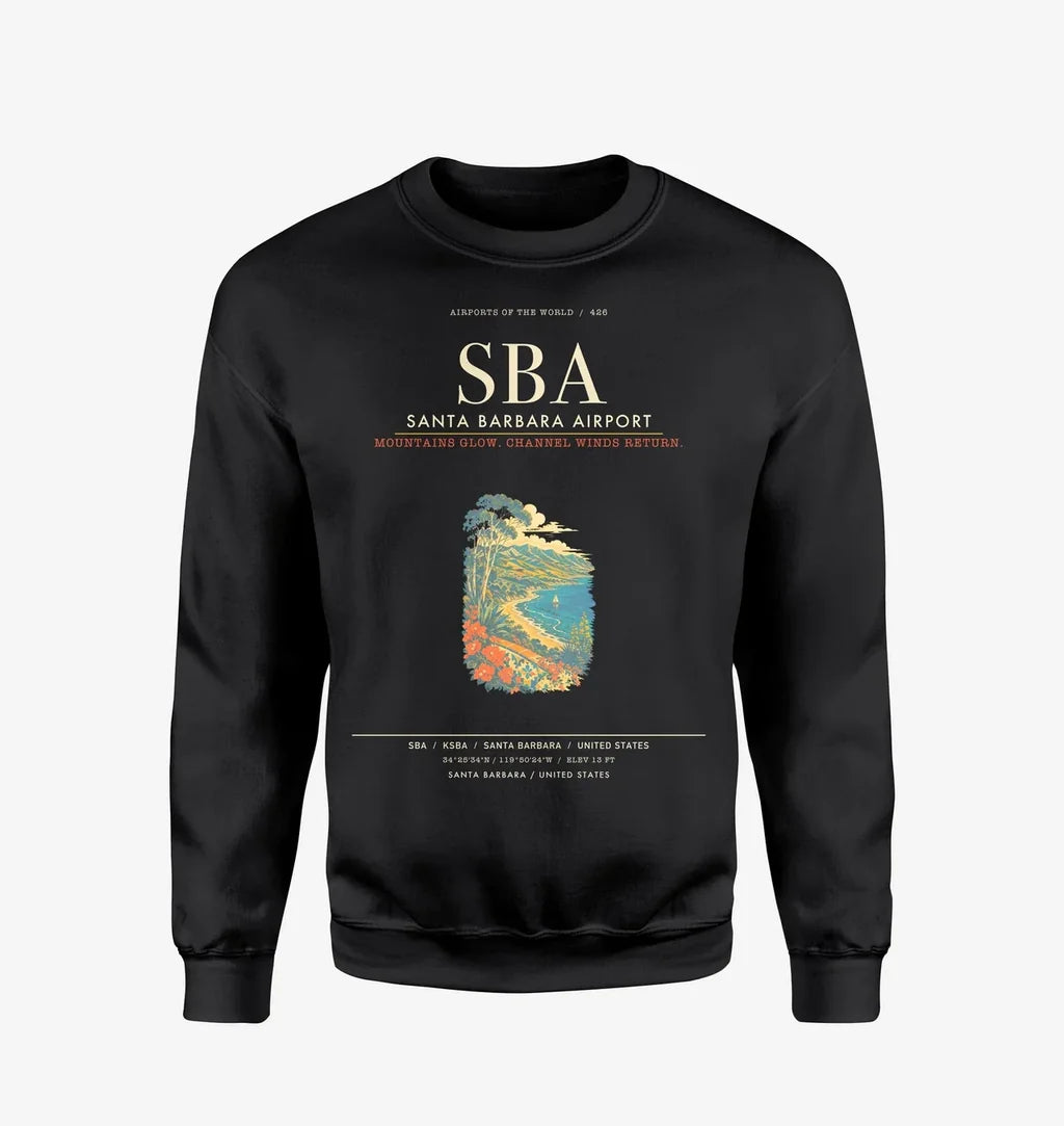 Santa Barbara Airport SBA Sweatshirt - Black