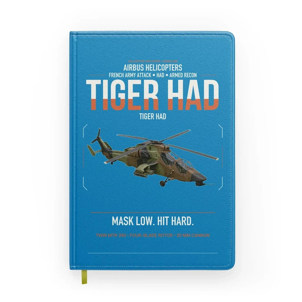 Airbus Helicopters Tiger HAD design on turquoise notebook