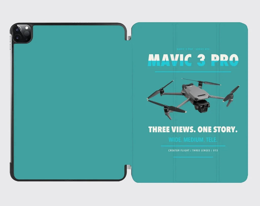 DJI Mavic 3 Pro design on turquoise ipad tablet case