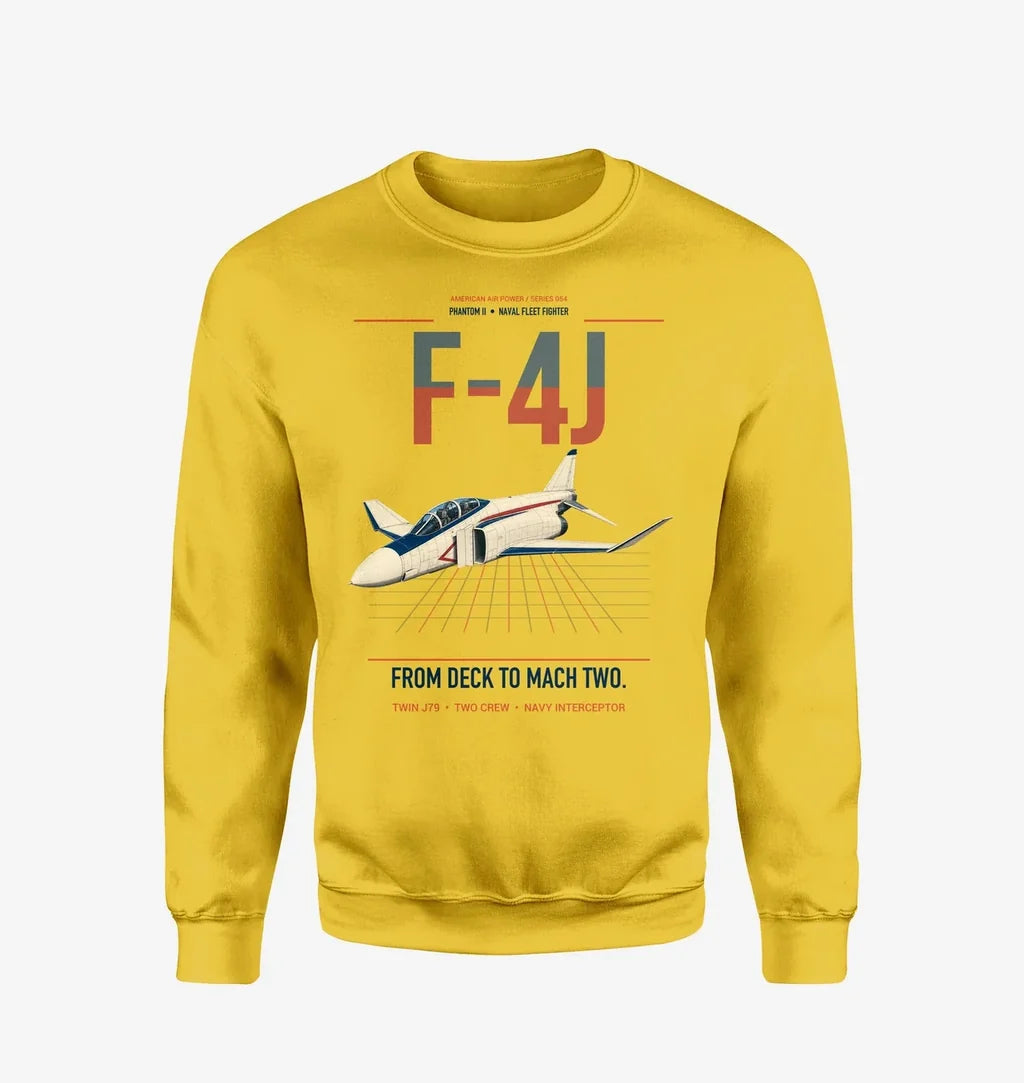 F-4J Phantom II design on yellow sweatshirt