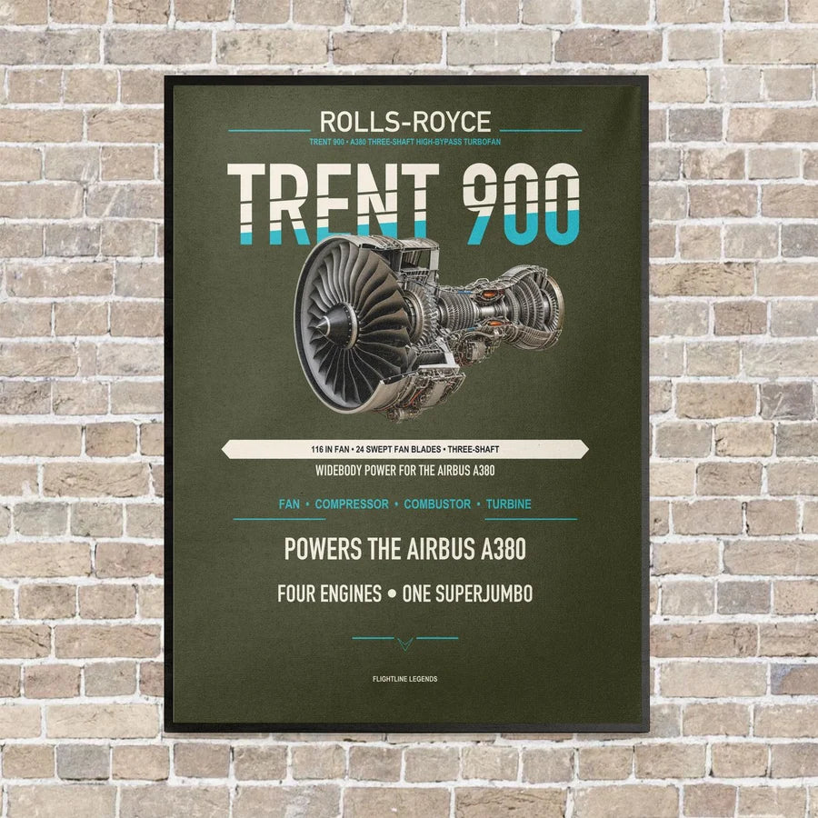 TRENT 900 vertical canvas print - framed - green army background