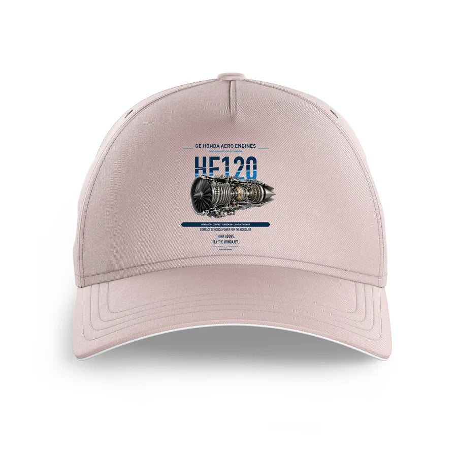 HF120 design on pink printed hat