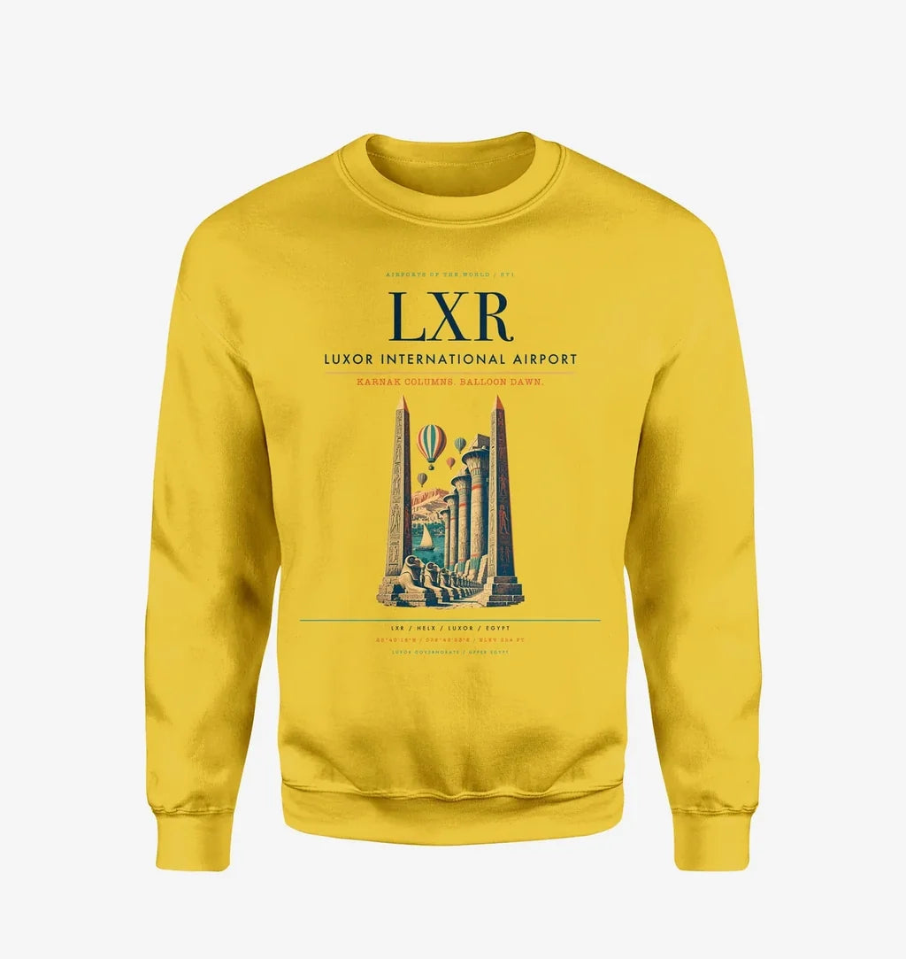 Luxor International Airport (LXR) design on yellow sweatshirt